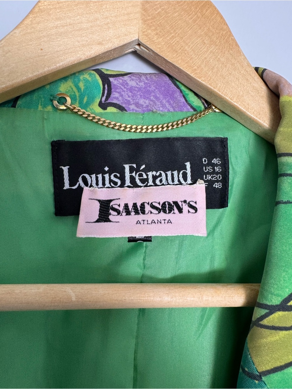 Louis Féraud 100% Silk Botanical Floral Blazer Jacket Art to Wear Vintage Luxe - Picture 9 of 16